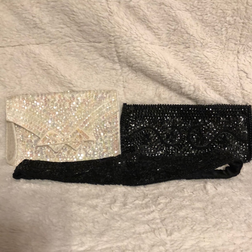 Vintage Sequin and Beaded Clutch Set and Belt Bundle